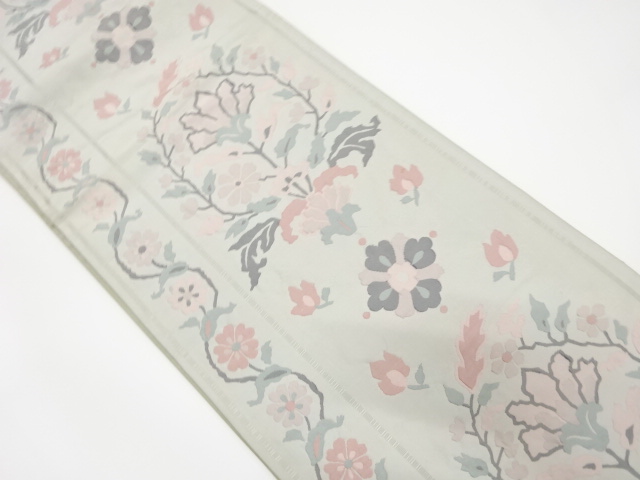 アンティーク　ふくれ織花模様織出し袋帯（材料）